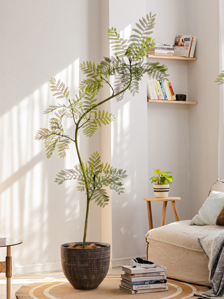 高端轻奢蓝花楹仿真绿植室内客厅装饰花仿生植物落地盆栽假树摆件