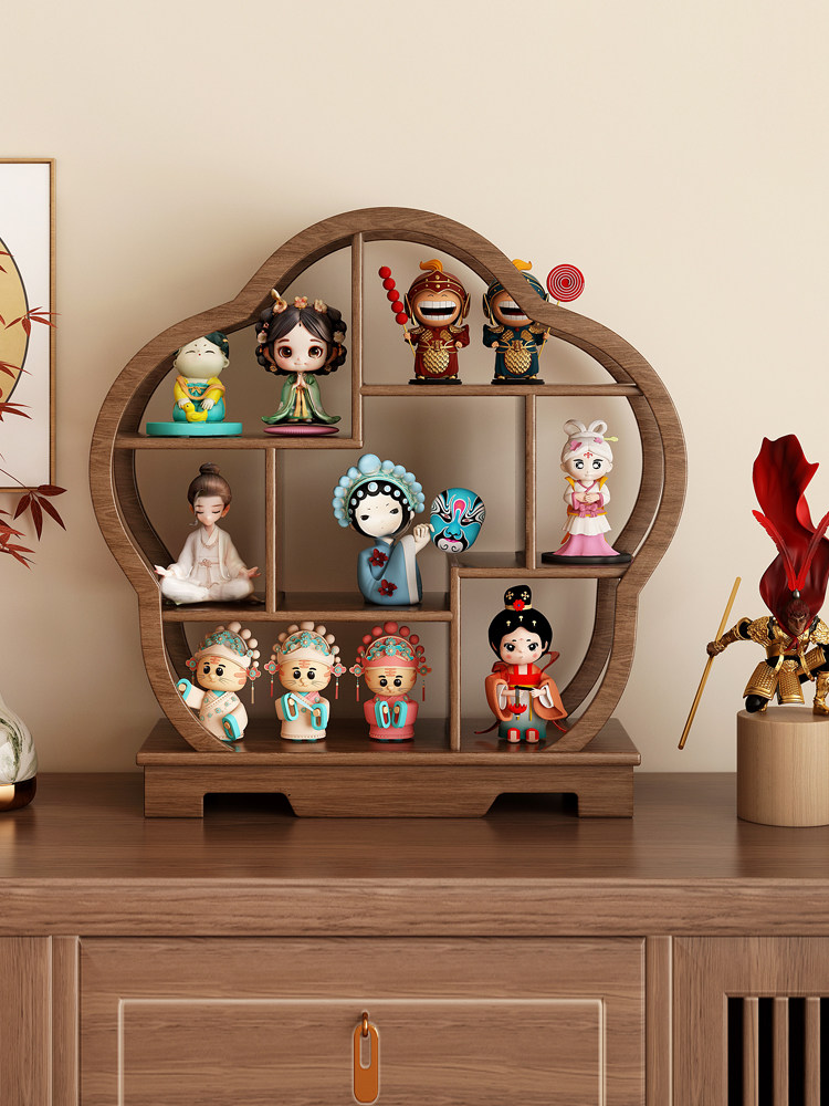 桌面小型博古架实木中式茶壶茶具架子置物架茶叶放置架多宝阁架子