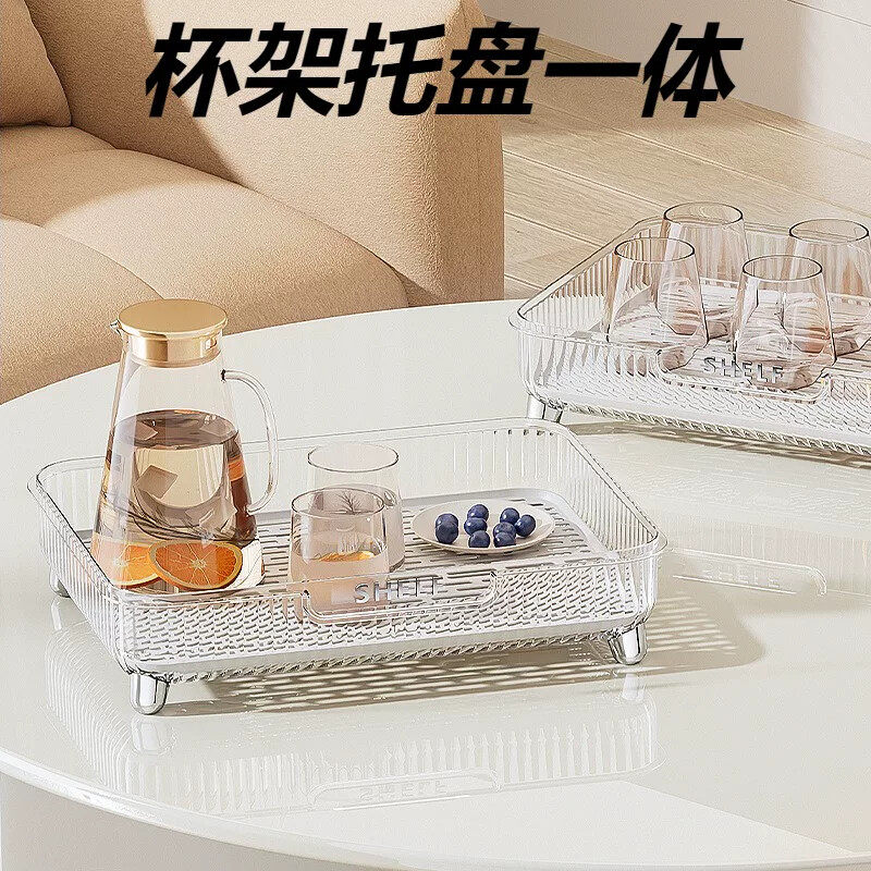 杯架托盘一体桌面可沥水马克杯架家用放水杯神器水杯架