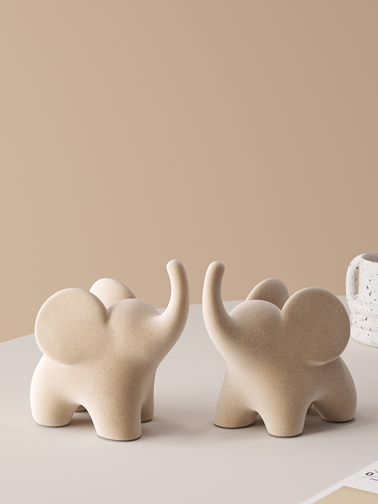 创意大象艺术摆件客厅高级感小众玄关办公室桌面装饰品房间小物件