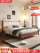 复古风实木床双人床主卧高端大气法式中古1米8小户型白蜡木婚床