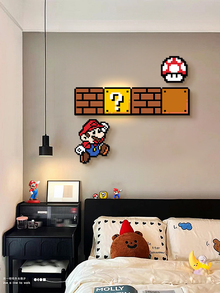 马里奥客厅沙发背景墙装饰画儿童房墙上壁画入户玄关墙面装饰挂画,家居饰品,现代装饰画,淘宝优惠券,粉丝福利购,淘宝优惠卷