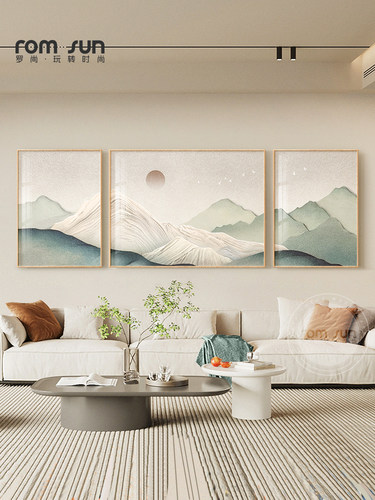 万里山，客厅装饰画，山水山水靠背，2025新型高端沙发背景墙挂画