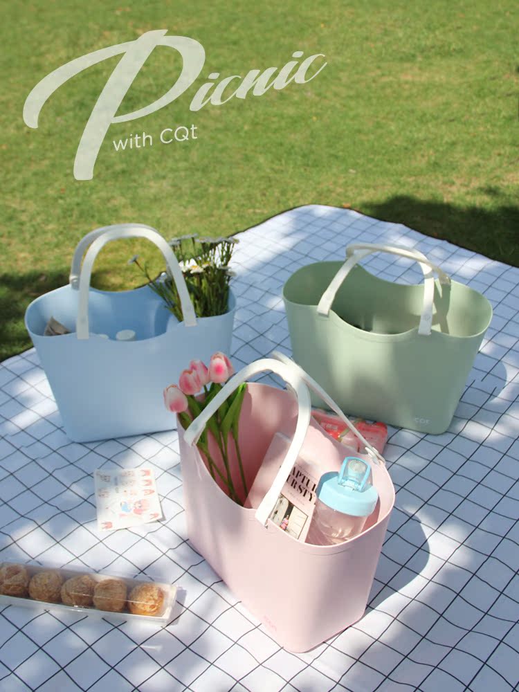 野餐篮网红户外露营春游手提篮子大号洗澡浴篮购物买菜家用收纳筐