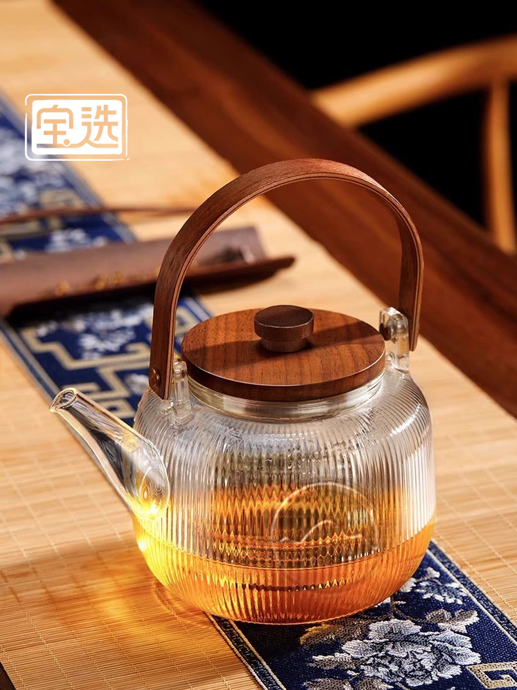 玻璃蒸煮茶壶耐高温烧水壶新款茶具套装泡茶电陶炉提梁围炉煮茶器