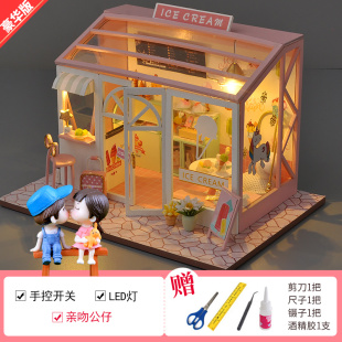 正品 diy手工小屋花房花店迷你小房子微缩建筑模型摆件积木生日礼