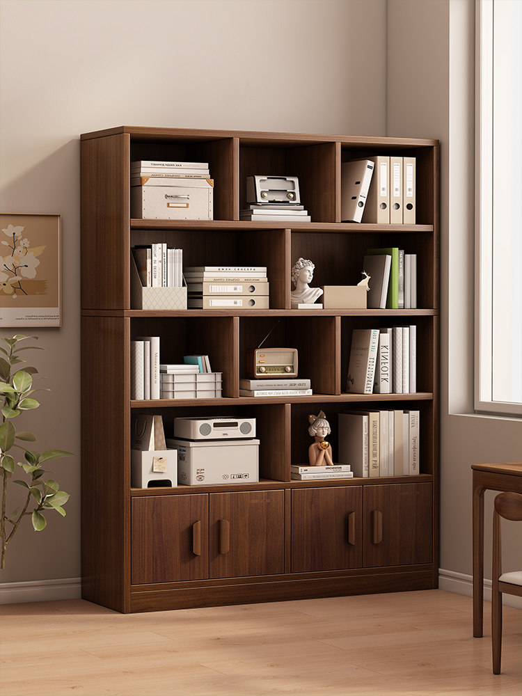 书柜带门防尘书架收纳柜子实木置物柜客厅储物柜家用靠墙展示柜,住宅家具,单个书柜,淘宝优惠券,粉丝福利购,淘宝优惠卷