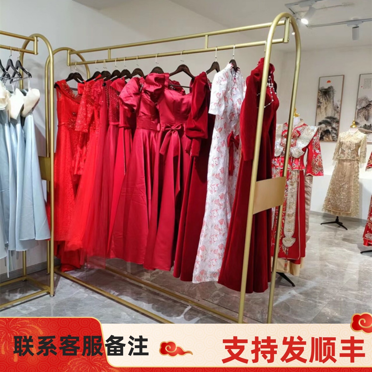 挂婚纱架子影楼工作室落地式礼服展示架秀禾服挂衣杆高档旗袍货架