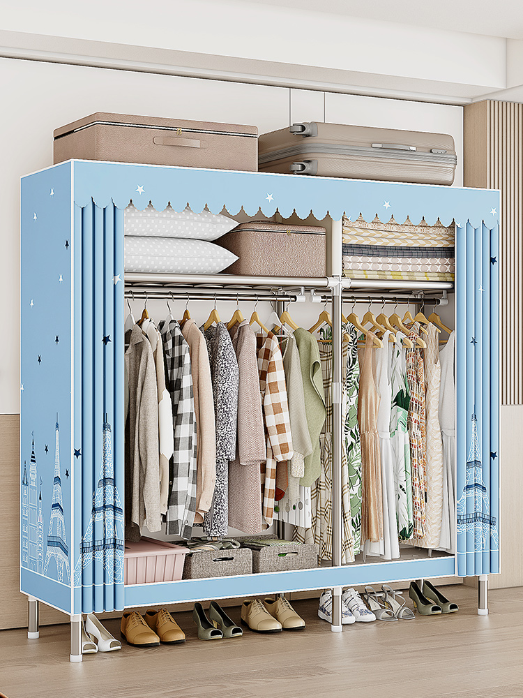 衣帽架落地立防尘挂衣架简易衣柜多功能组合收纳架家用置物架一体