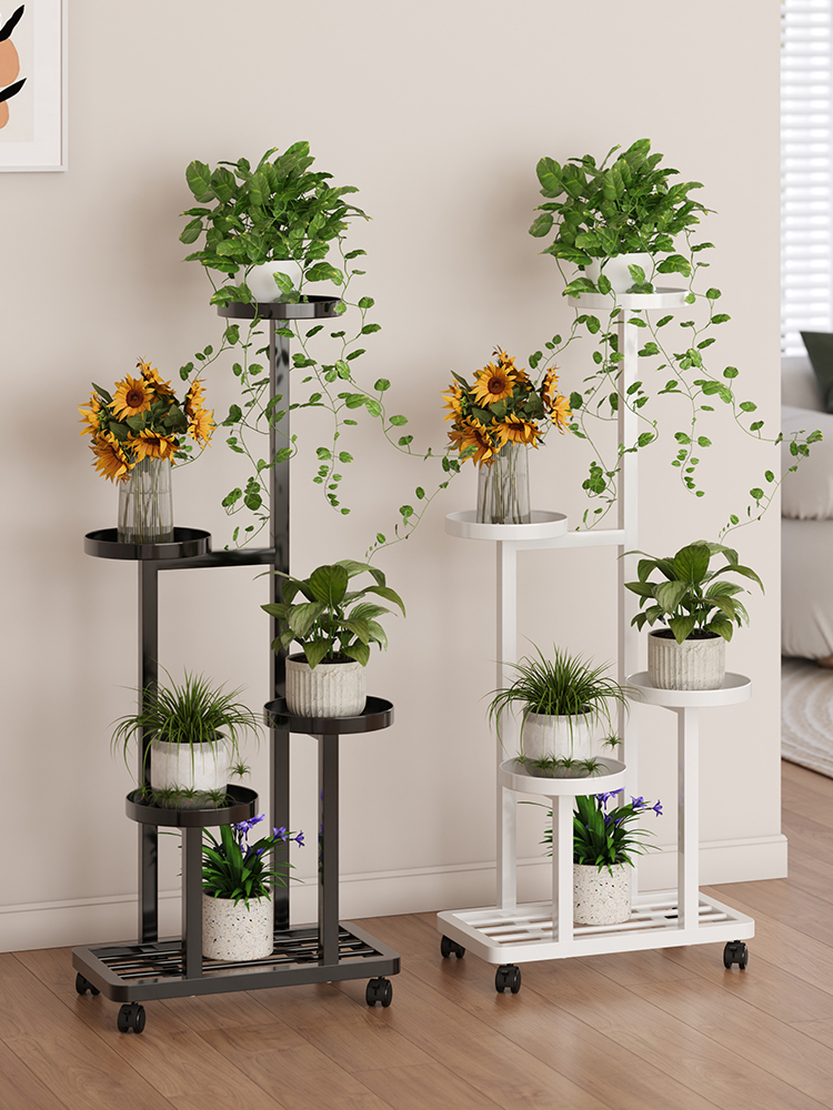 室内可移动花架置物架阳台花架子客厅落地式铁艺多层花盆绿植盆栽