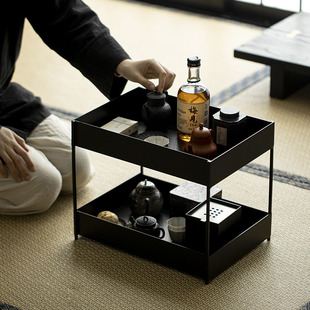 草木祠 铁艺茶棚双层茶具茶壶置物架茶馆茶室桌面收纳架展架杯架