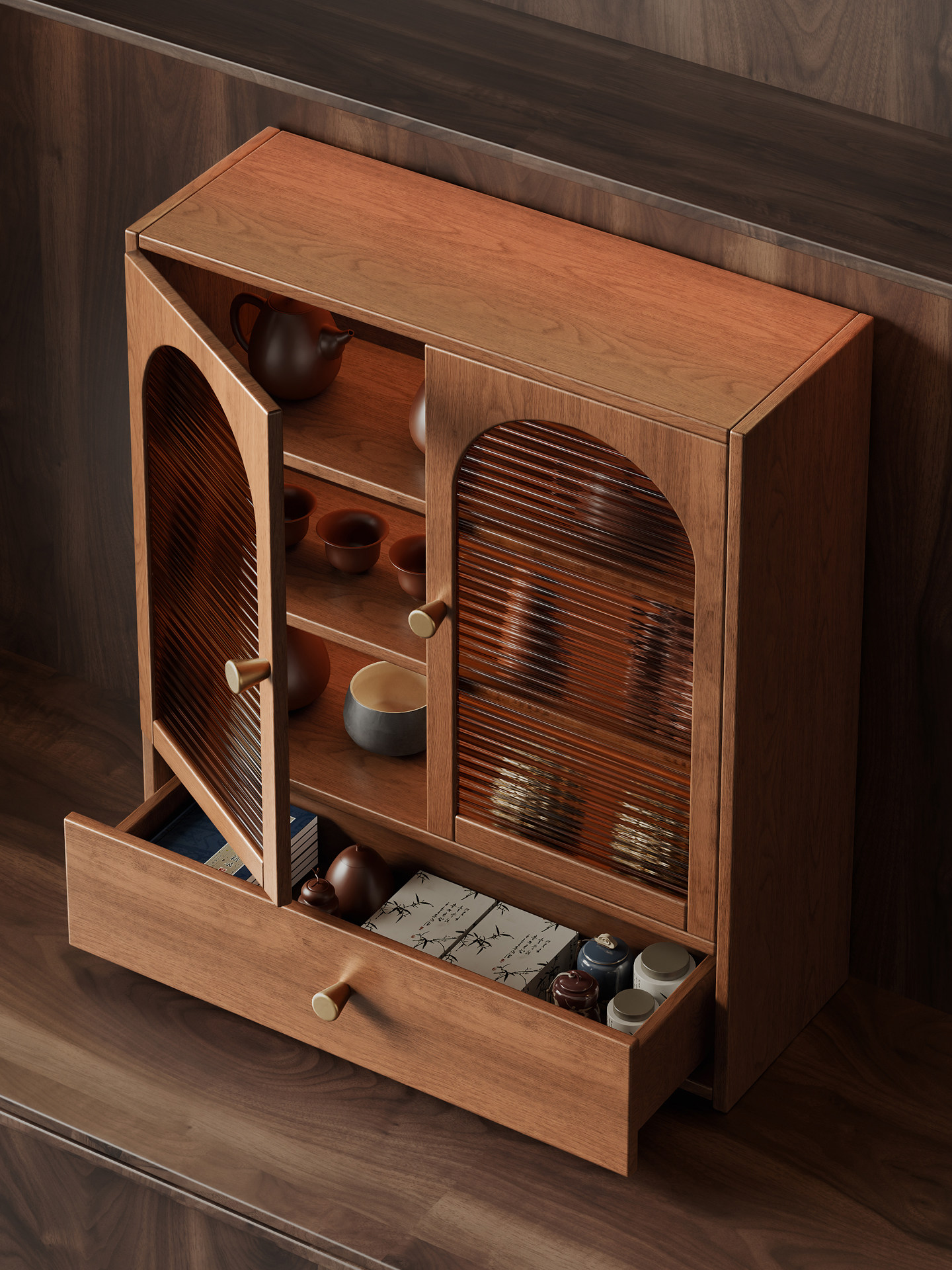 桌面茶具茶柜置物架新中式小型博古架茶叶茶壶茶室摆件收纳展示柜