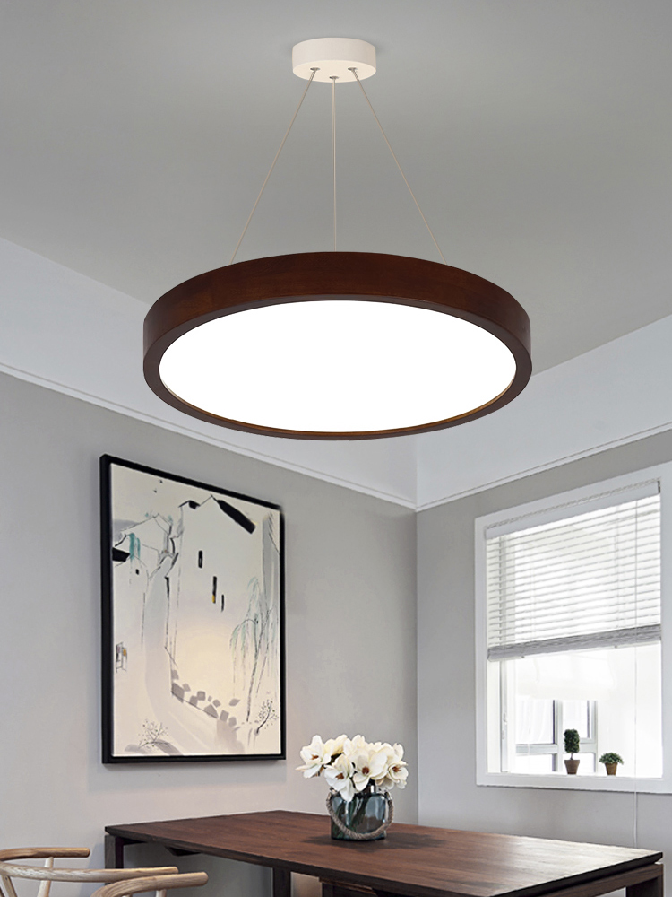 胡桃木餐厅吊灯简约现代北欧实木质饭店餐桌吧台店铺复古日式灯具