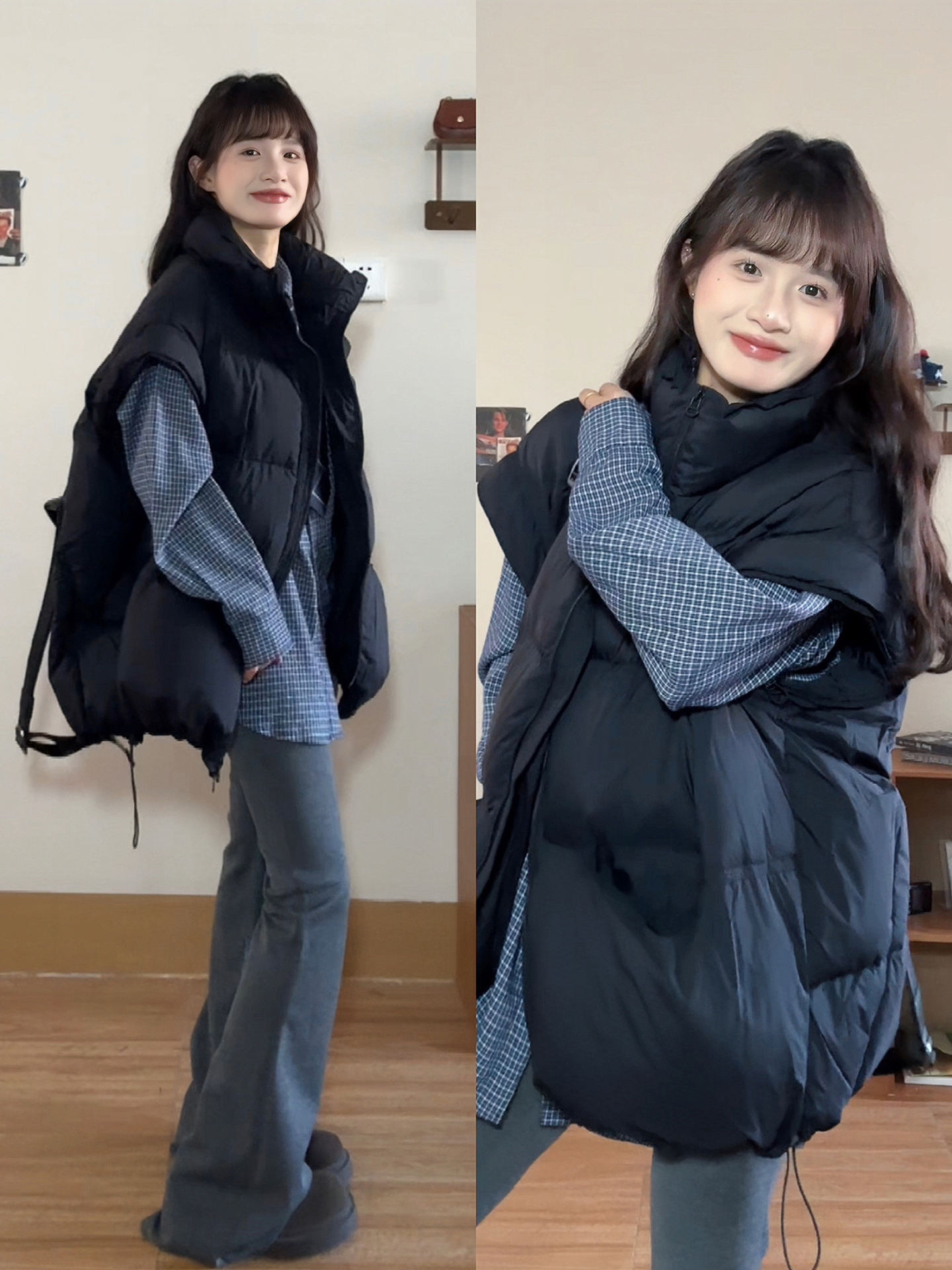 羽绒棉服马甲女2025新款冬季韩系外搭背心马夹宽松小个子棉袄外套