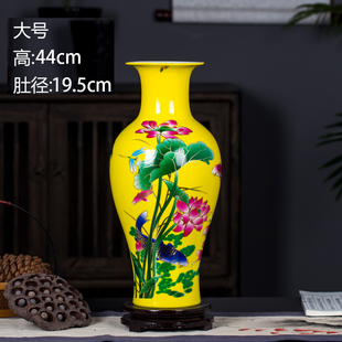 饰复 高档景德镇陶瓷器中国风红色水培花瓶中式 客厅插花摆件古典装