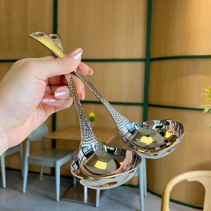 藏不住的质感~食品级304不锈钢汤勺漏勺套装火锅盛汤勺子家用厨房