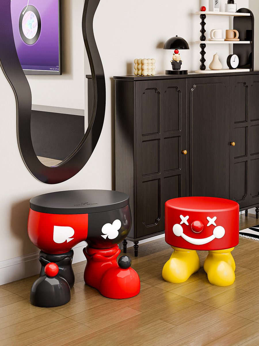 贝汉美卡通小丑创意矮凳子客厅家用入户门口收纳换鞋凳装饰品摆件,家居饰品,落地摆件,淘宝优惠券,粉丝福利购,淘宝优惠卷