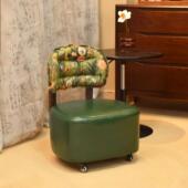 实木小椅子家用靠背滑轮椅万向轮溜溜凳加大阳台休闲久坐不累椅子