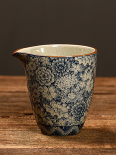 汝窑青花公道杯家用开片公杯茶海分茶器个人待客复古精致功夫茶具