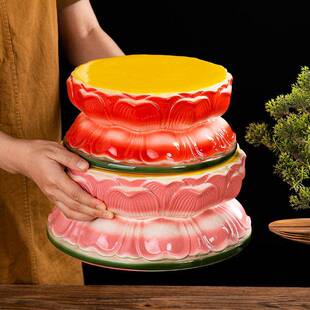 陶瓷双层莲花神像佛像加高垫台增高垫圆形底座平面底座观音座位