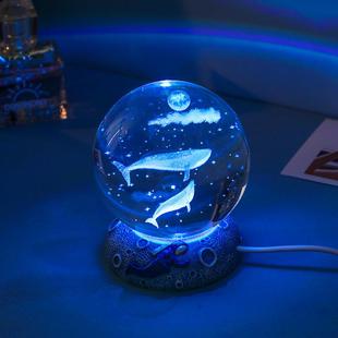 创意发光水晶球摆件小夜灯送女生男友闺蜜走心生日礼物特别高级感
