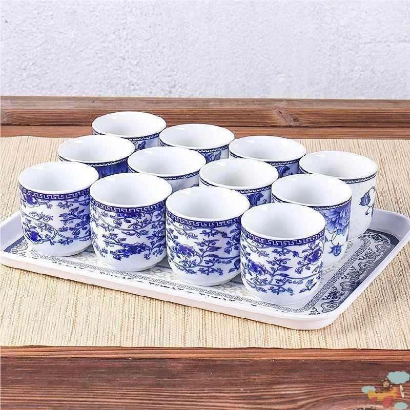 景德镇青花瓷酒杯二两家用陶瓷杯子茶杯套装白酒杯茶杯特价包邮