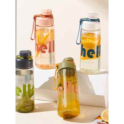 简约夏季水杯ins太空杯提绳防摔运动随行杯简易waterbottle随手杯