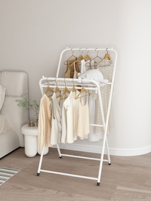 晾衣架落地家用宿舍折叠衣帽架简易卧室内阳台小型飘窗挂衣服架子