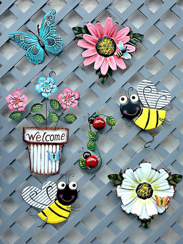 户外花园庭院花朵幼儿园阳台院子布置园艺墙面造景装饰花壁挂挂件