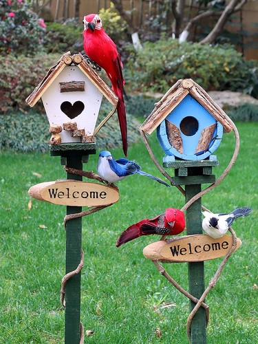 花园鸟窝庭院布置院子装饰户外小栅栏造景园艺阳台地插幼儿园摆件