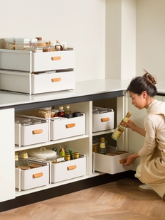 厨房下水槽置物架调料碗碟抽拉式 储物盒水池收纳架橱柜拉篮分层架