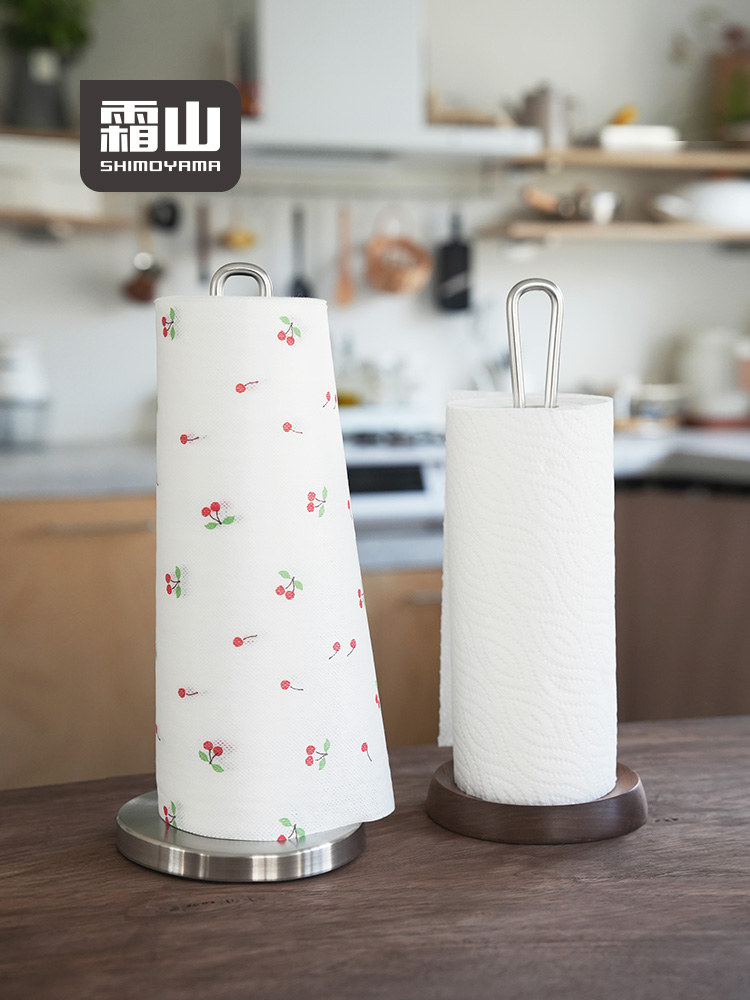 霜山厨房纸巾架304不锈钢立式卷纸架免打孔家用保鲜膜收纳置物架