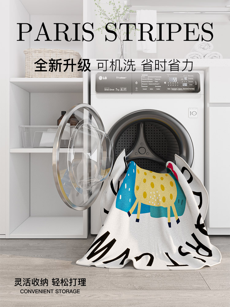 圆形地毯卡通儿童秋冬地垫可水洗可机洗客厅卧室床边毯儿童爬行垫