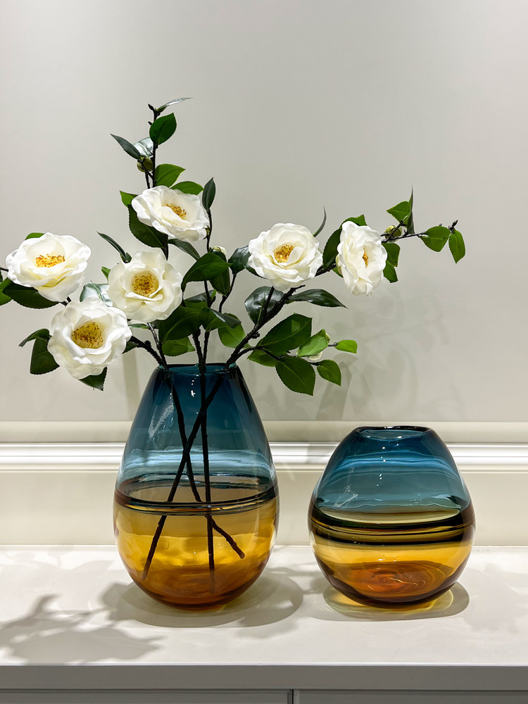 高档轻奢渐变玻璃花瓶摆件现代简约客厅插花餐桌创意高级感高颜值,家居饰品,花瓶,淘宝优惠券,粉丝福利购,淘宝优惠卷