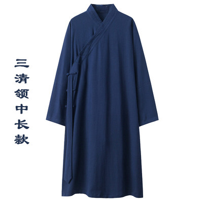 武当太极服亚麻道袍男武术表演练功服棉麻道家中褂国风女功夫套装