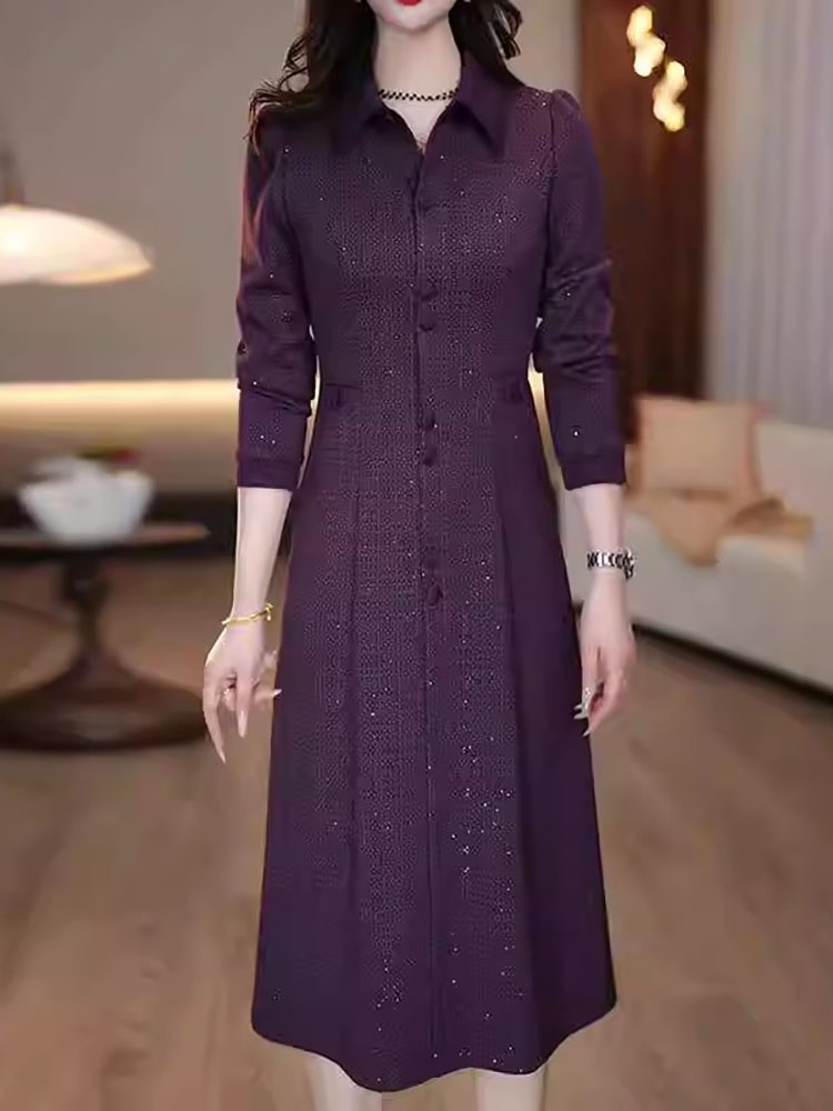 中年妈妈长袖连衣裙女士春季薄款爆款宽松大码气质轻奢高级感长裙