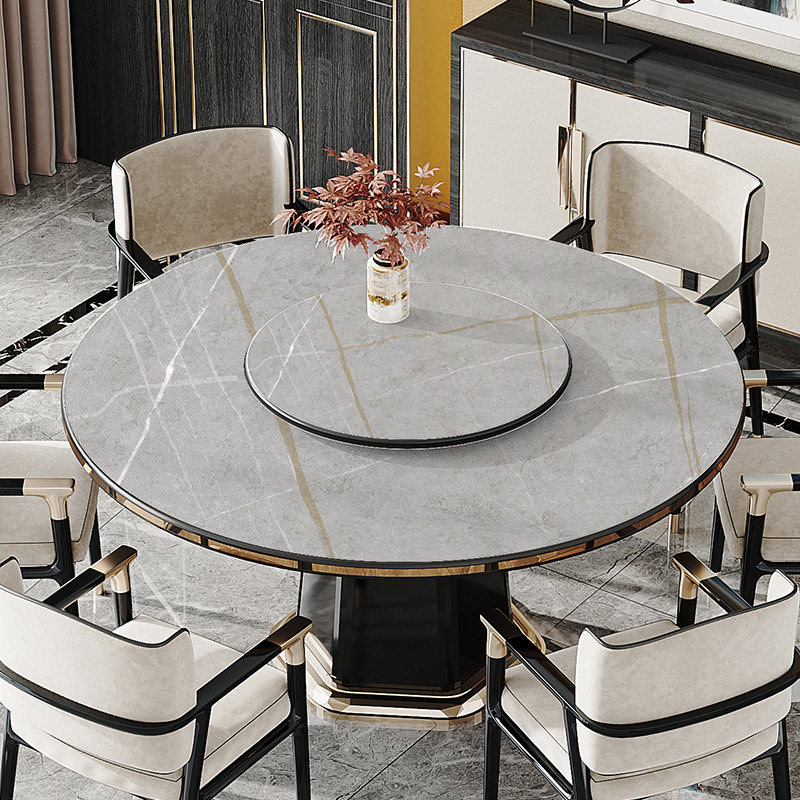 圆桌转盘餐桌垫防水防油免洗圆形家用防烫岩板 轻奢风pvc皮革桌布