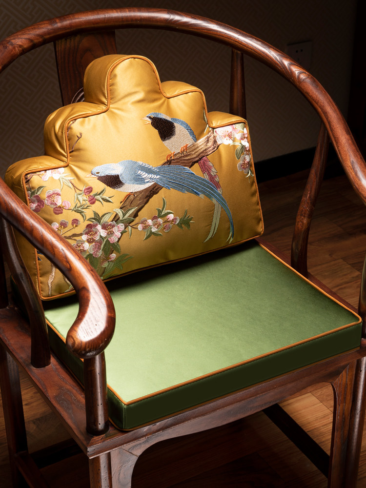 实木椅餐桌椅子座垫新中式圈椅坐垫茶室官帽椅椅垫乳胶垫套装定制