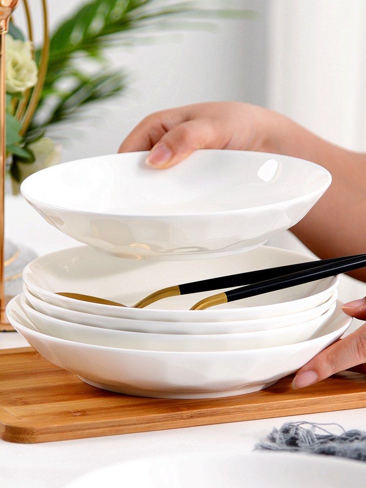 唐山骨瓷盘子菜盘家用白瓷盘陶瓷餐具2025新款白色餐盘碟子深盘子,餐饮具,盘,淘宝优惠券,粉丝福利购,淘宝优惠卷