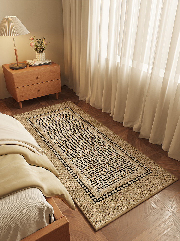 高级感现代床边毯长条卧室客厅地毯复古沙发茶几床前防滑飘窗地垫,居家布艺,床边毯,淘宝优惠券,粉丝福利购,淘宝优惠卷