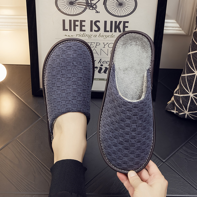 秋冬季家用布艺拖鞋男女家居室内防滑情侣软底保暖居家拖鞋1119h