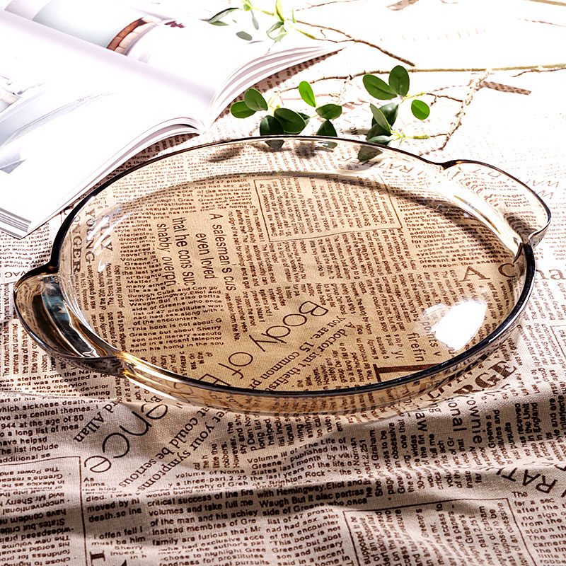 轻奢商用水晶玻璃托盘茶点盘家用客厅圆形水果盘茶盘带耳朵水杯盘,餐饮具,果盆/果盘/果篮,淘宝优惠券,粉丝福利购,淘宝优惠卷