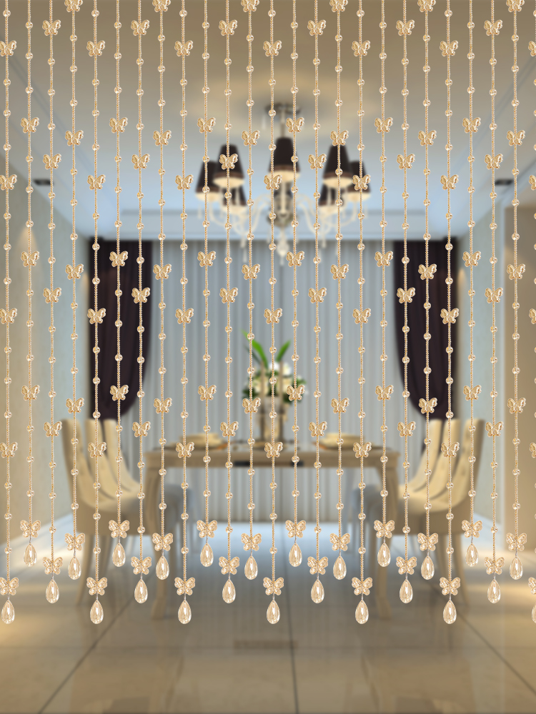 水晶珠帘隔断帘客厅玄关门帘成品卫生间2022年新款半挂帘子免打孔