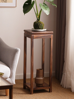 实木花架胡桃木榫卯整装花台新中式家用客厅阳台花几室内盆景架子