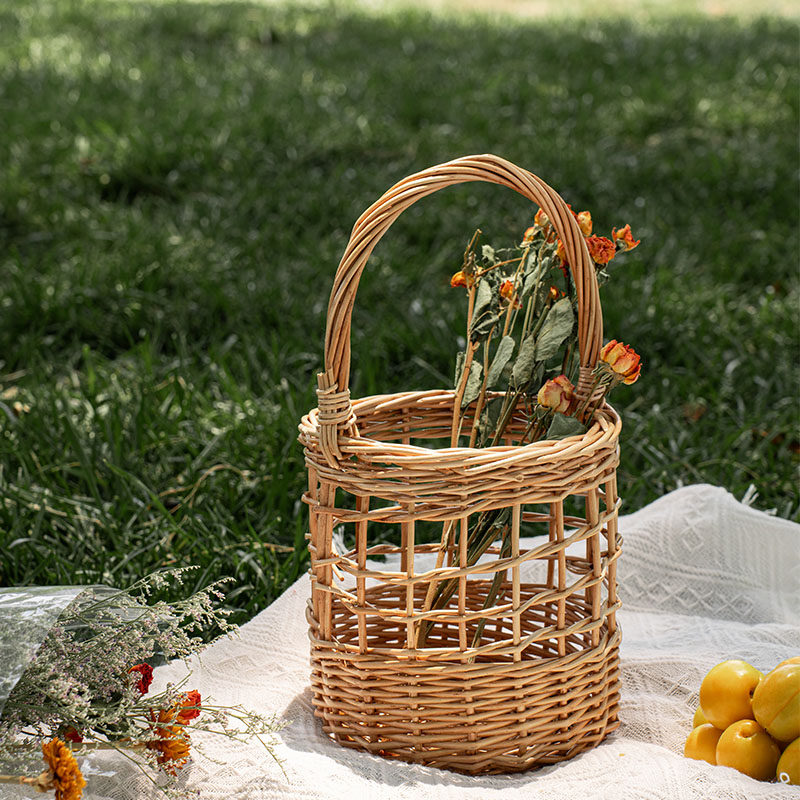 柳编编织手提水果篮藤编竹编春游篮子法式纯手工编织鲜花插花花篮,收纳整理,购物篮,淘宝优惠券,粉丝福利购,淘宝优惠卷