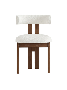 北欧实木餐椅家用侘寂风中古设计师化妆靠背凳轻奢布艺软包餐桌椅