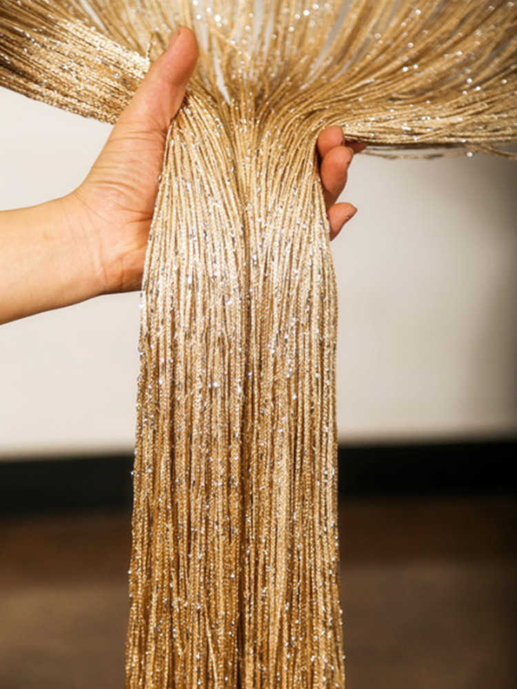 韩式银丝线帘婚礼婚庆加密流苏门帘家用客厅隔断帘玄关装饰帘子