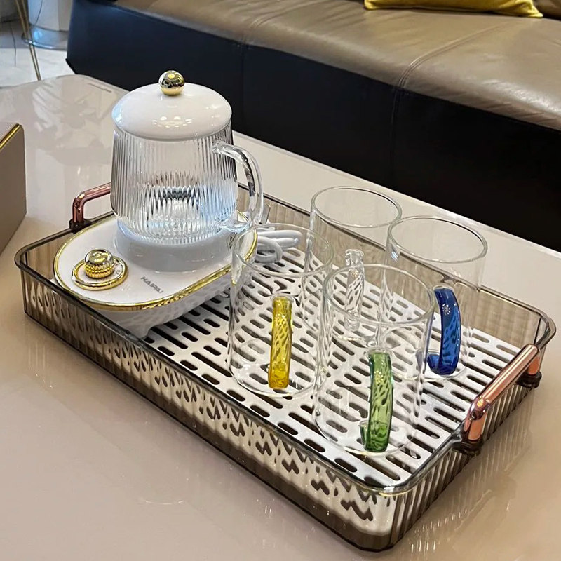 家用客厅轻奢茶具杯子架放茶杯水杯长方形双层沥水托盘茶盘干泡台,餐饮具,盘,淘宝优惠券,粉丝福利购,淘宝优惠卷
