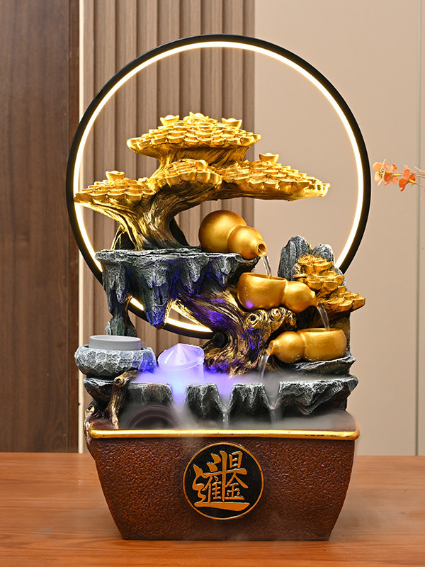 客厅桌面流水生财循环水招财摆件店铺开业开运风水轮流转装饰礼物