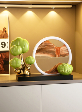 创意放青松桌面玄关沙漏流沙画摆件家居客厅酒柜电视柜装饰品乔迁